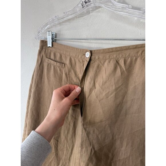 Vintage 80s Telluride Clothing Co Maxi Skirt Linen Boho Western 12 Tan Brown - Picture 2 of 4